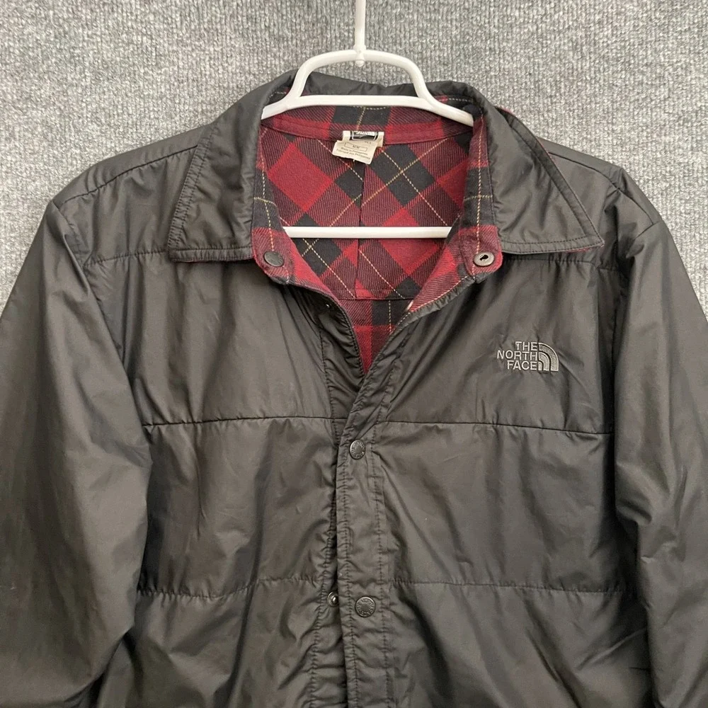 The North Face Quilted Jacket Mens Sz M Insulated Flannel Reversible Black